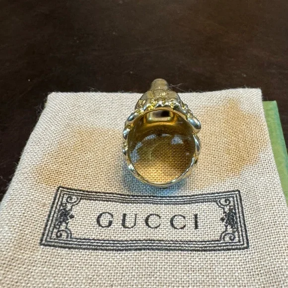 New Authentic Gucci Lion Head Ring Crystal Size XS / US 5.25 - Picture 6 of 10